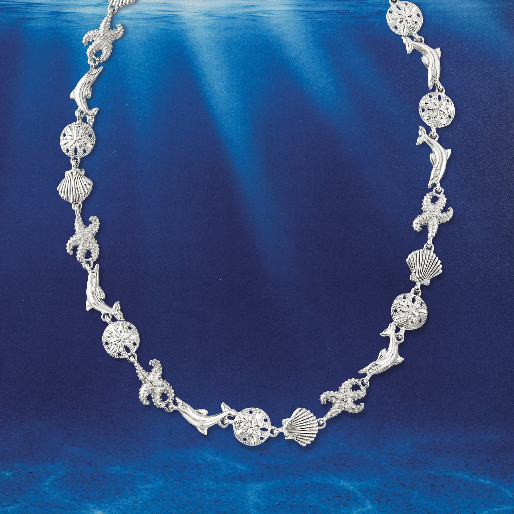 Ross-Simons Sterling Silver Sea Life Link Necklace | Shop Premium Outlets