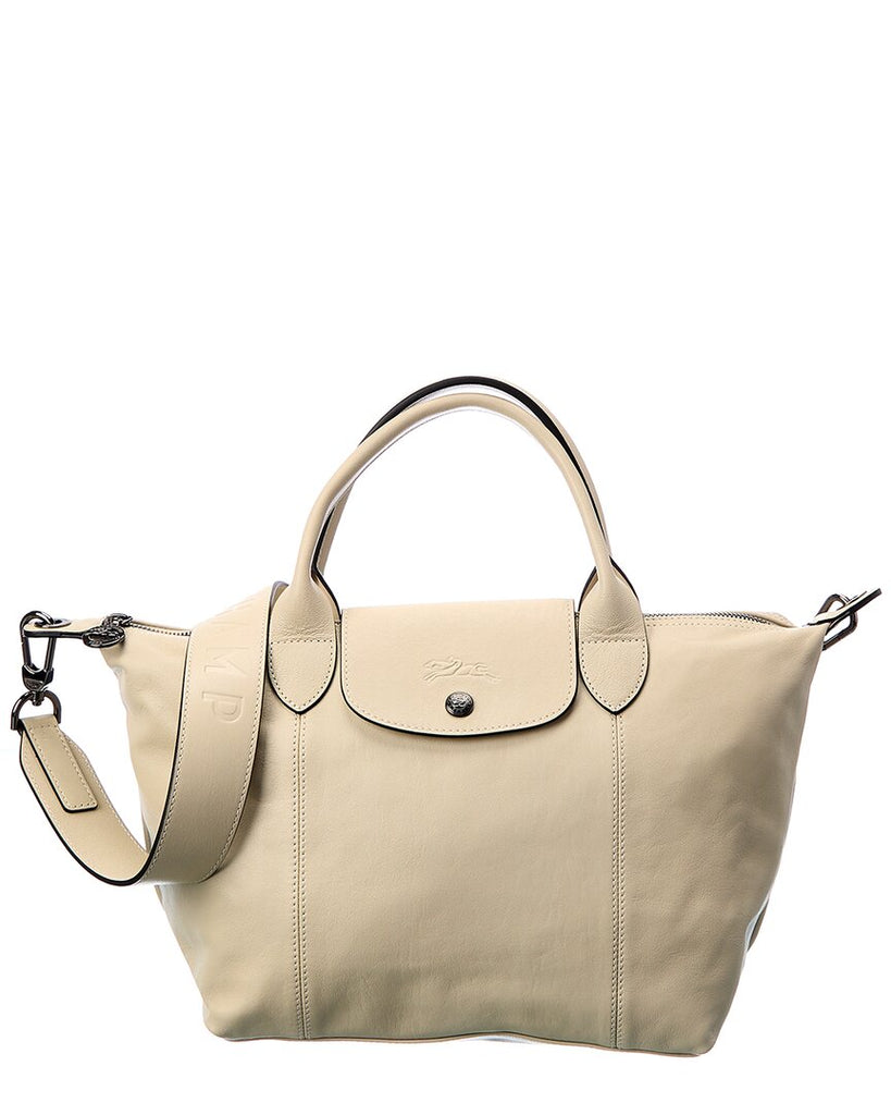 Longchamp Small Le Pliage Cuir Leather Top Handle Tote