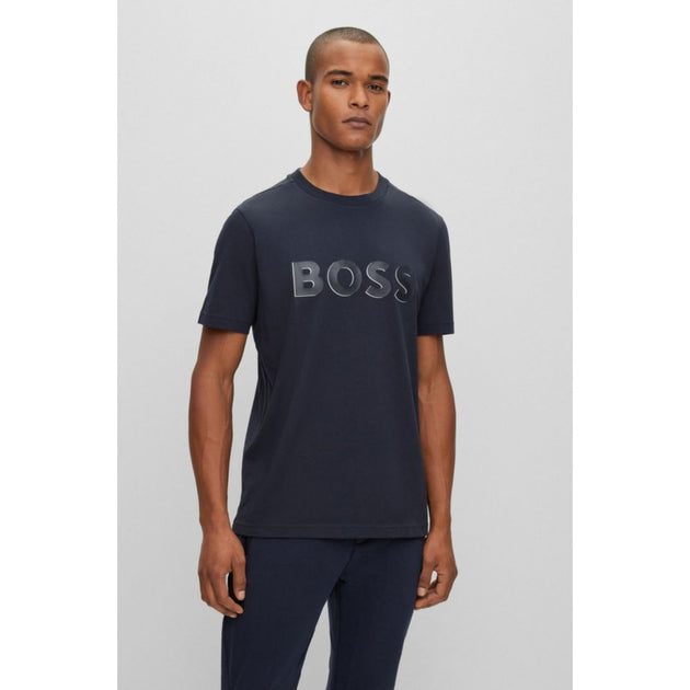 BOSS Contrast logo-print T-shirt in cotton jersey | Shop Premium Outlets