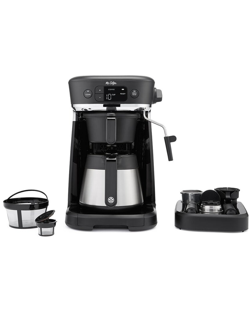  Mr. Coffee All-in-One Occasions Specialty Pods Coffee Maker, 10- Cup Thermal Carafe, and Espresso with Milk Frother and Storage Tray, Black:  Home & Kitchen