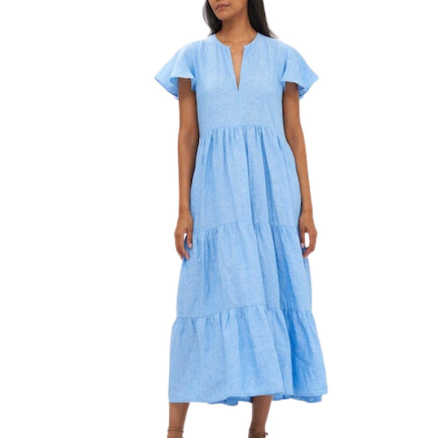 Oliphant V-Neck Maxi Dress In Blue | Shop Premium Outlets