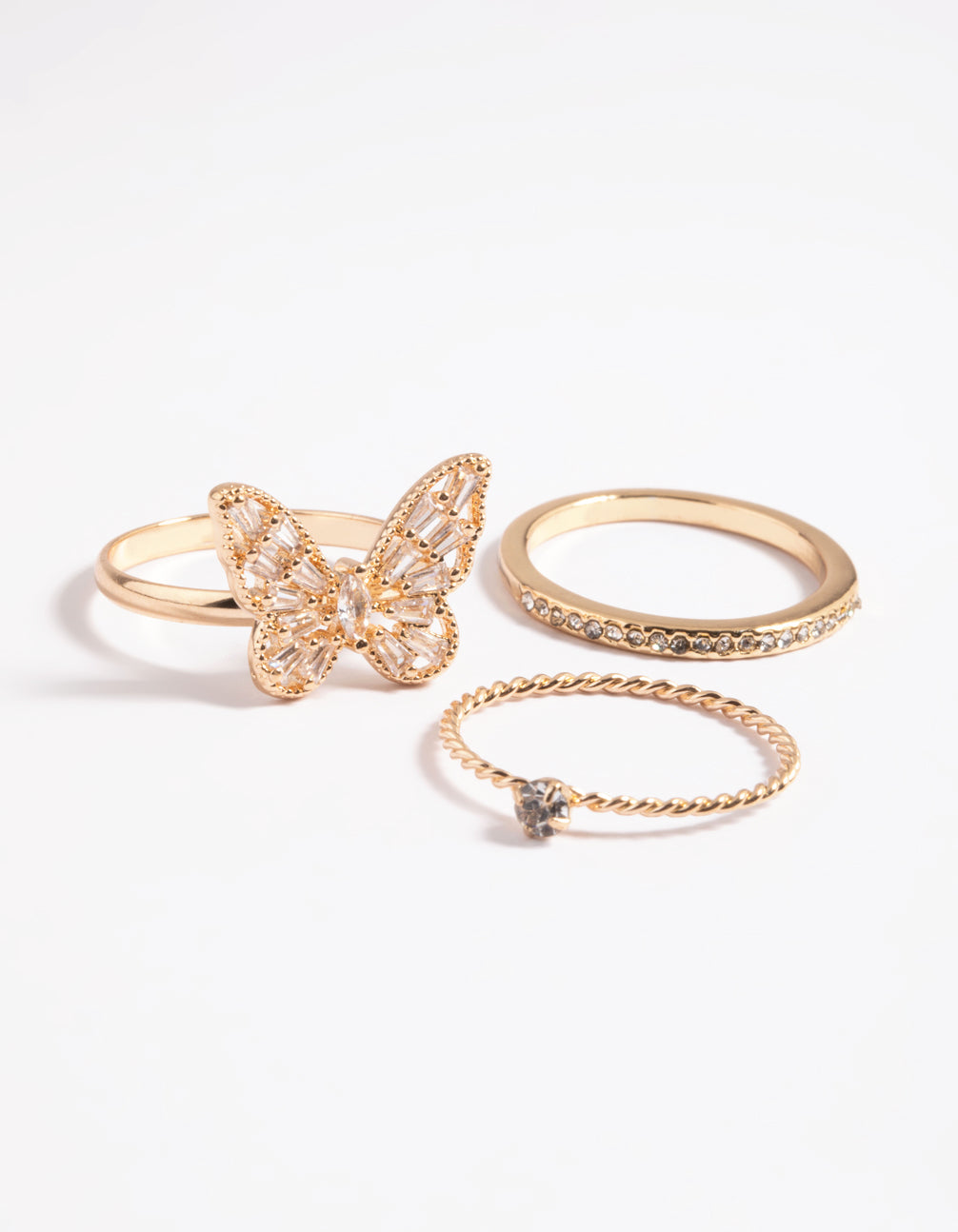 3-Pack Lovisa Gold Butterfly Ring