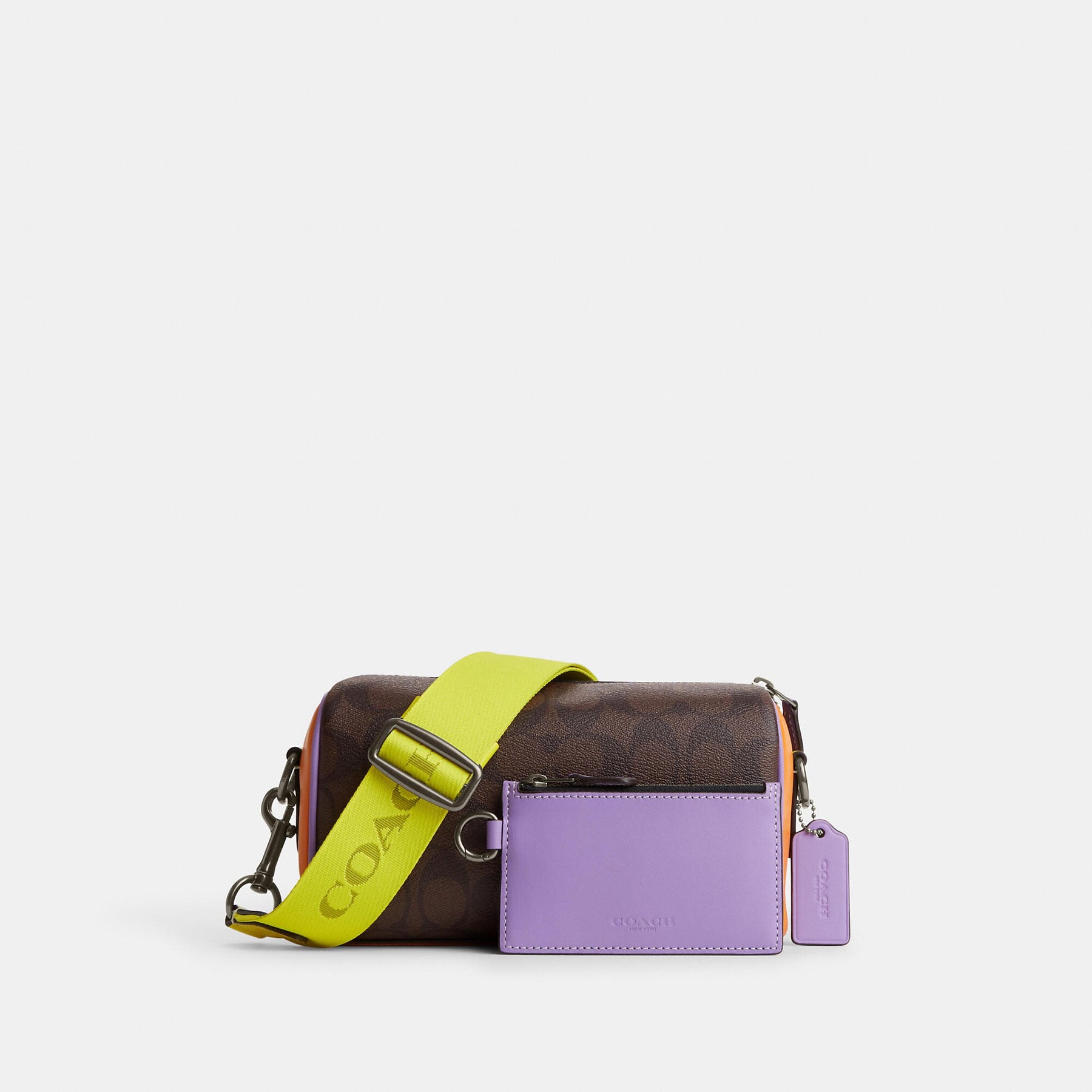 COACH Poppy Crossbody Bag In Colorblock Signature Canvas in Pink