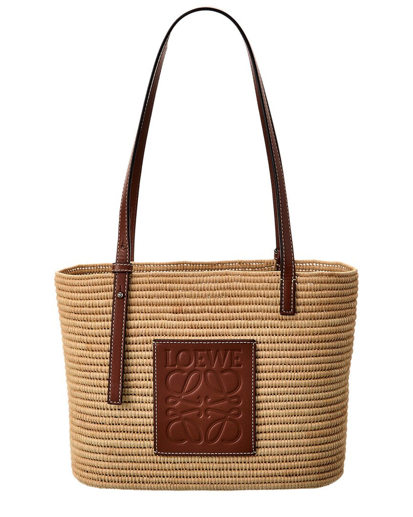 Loewe Neutral Raffia Square Basket Tote (authentic Pre-owned)