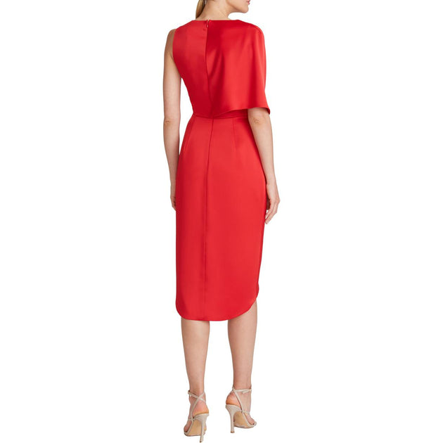 Theia Womens One Shoulder Knee-Length Wrap Dress | Shop Premium Outlets