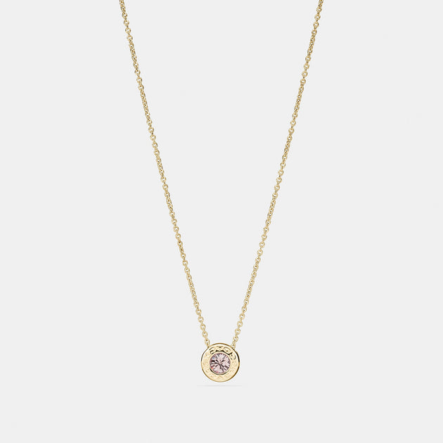 코치 COACH Outlet open circle stone strand necklace,gold