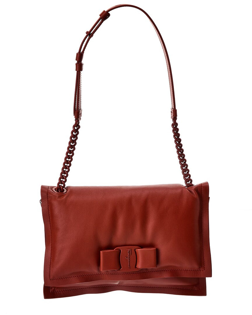 Shop FERRAGAMO Trapezio Leather-Trimmed Canvas Shoulder Bag