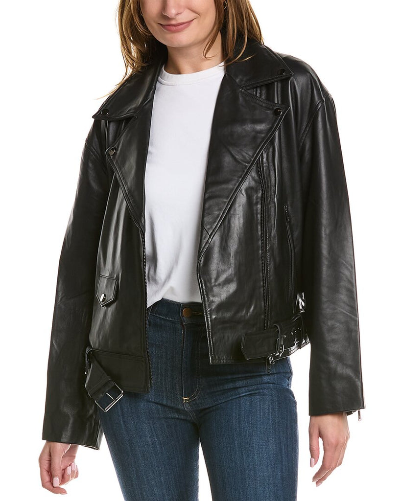 Badgley Mischka Rochelle Leather Moto Jacket | Shop Premium Outlets