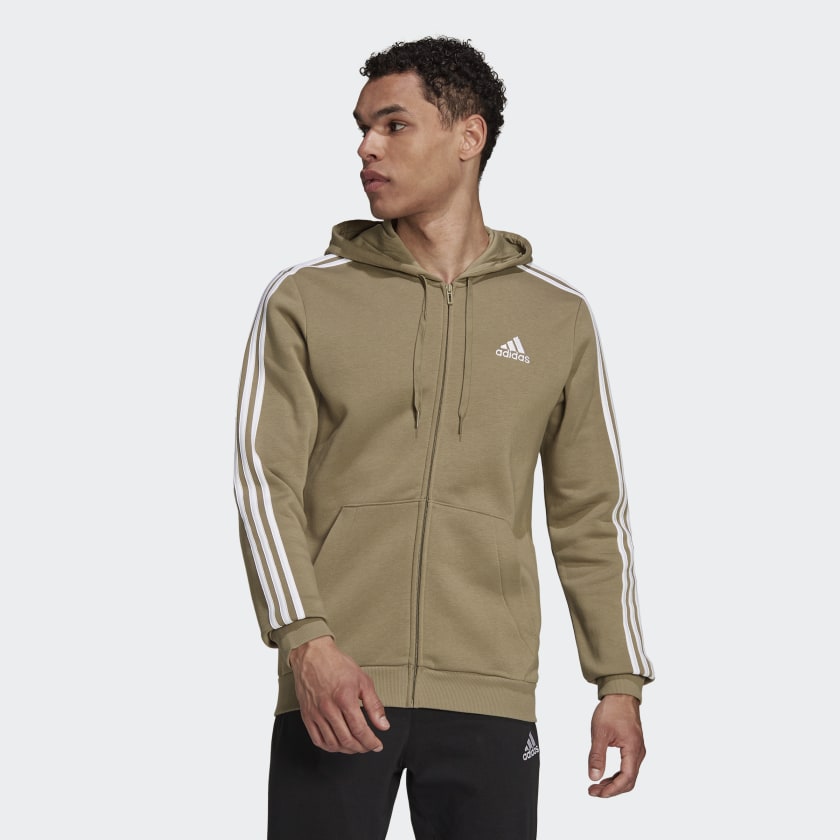 adidas Men\'s Essentials Fleece 3-stripes Premium Outlets Full-zip | Shop Hoodie