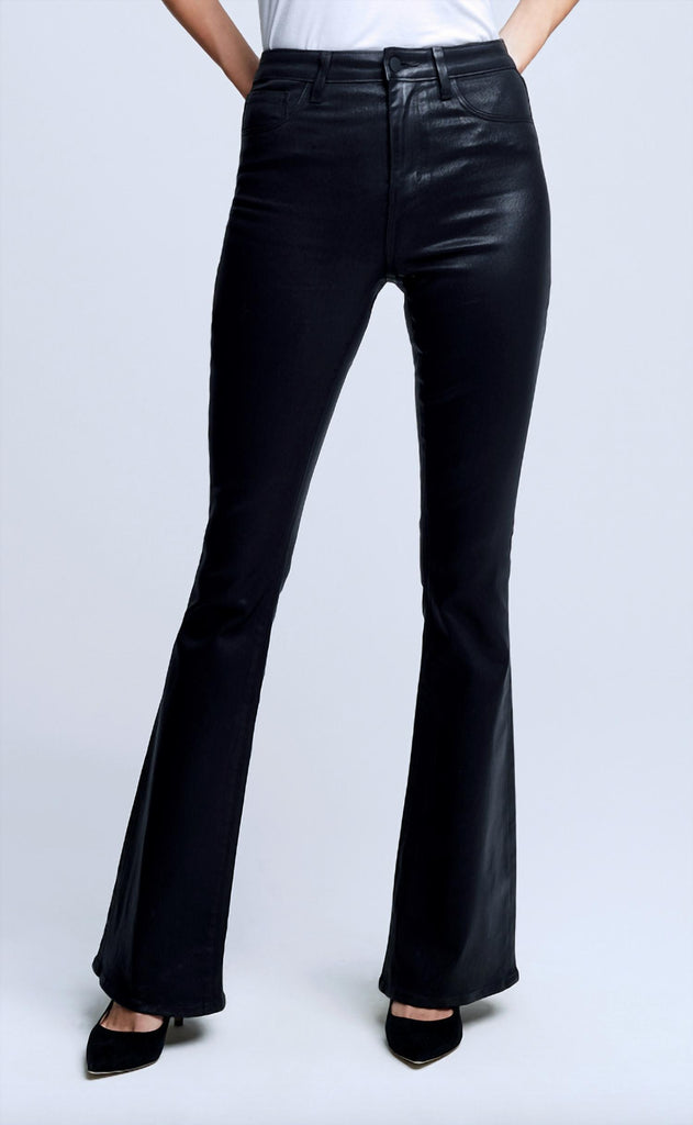 L'Agence Marty High Rise Flare Jean In Noir Coated