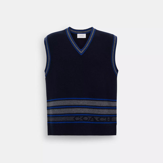 코치 COACH Outlet sweater vest,navy/grey