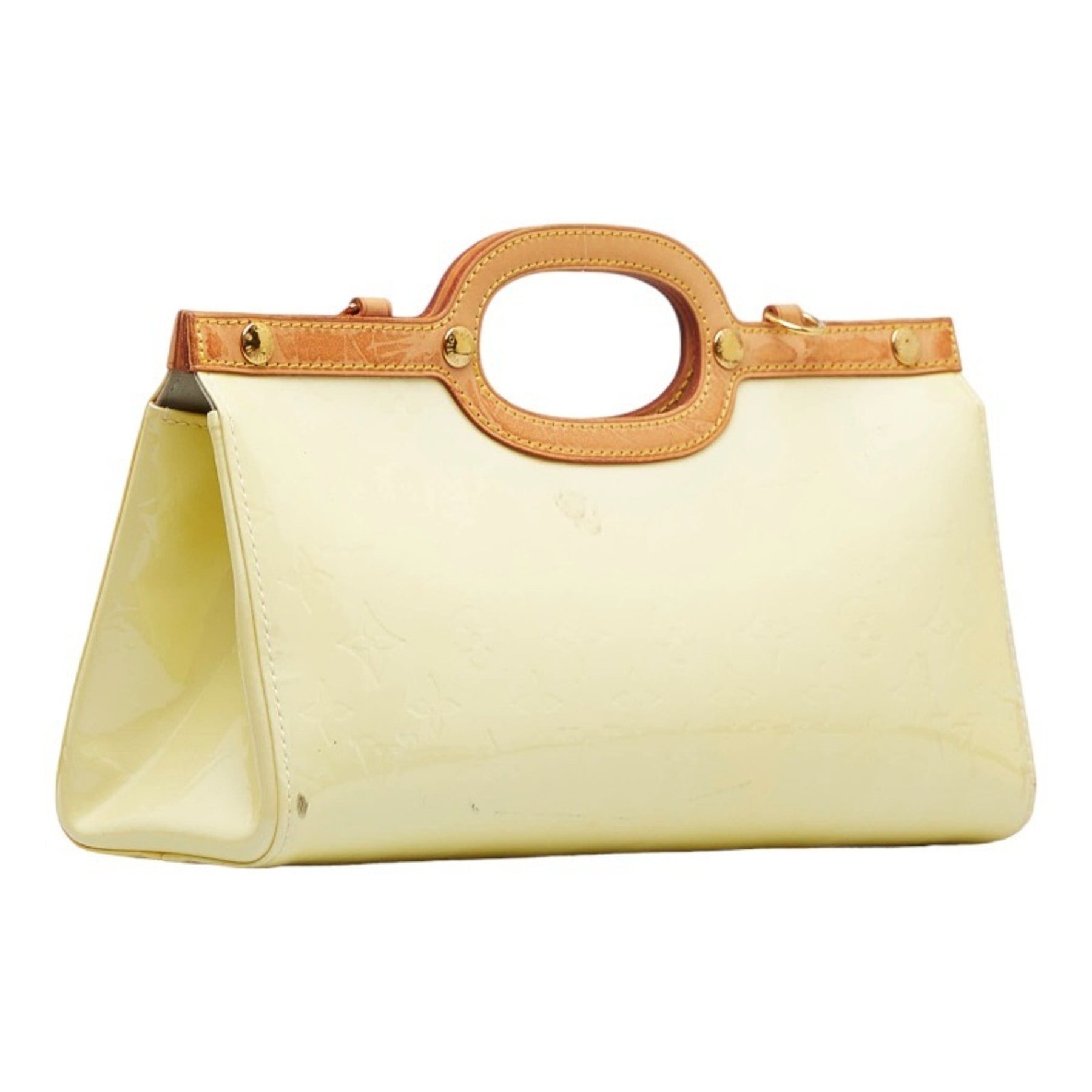 Brea MM Yellow Vernis Leather Shoulder Bag (Authentic Pre-Owned
