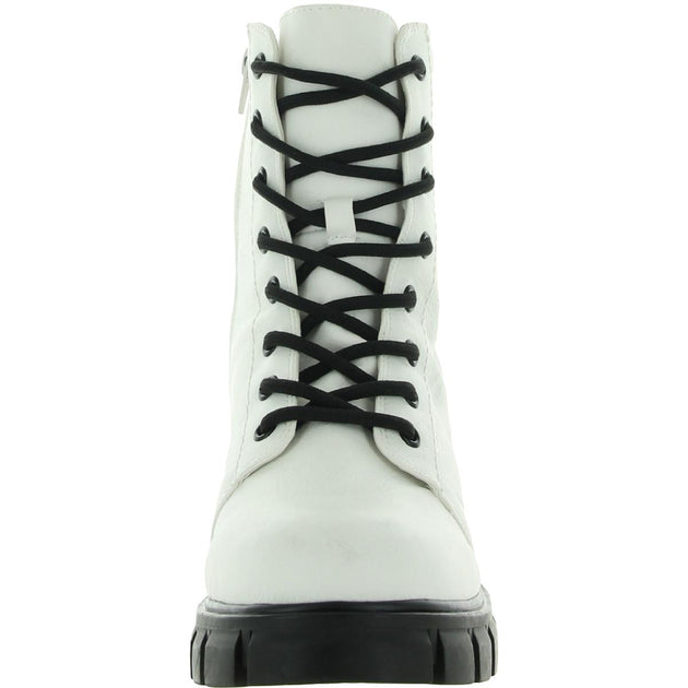 Mia Tauren Womens Faux Leather Snake Print Combat & Lace-up Boots ...
