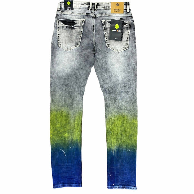 CREATE 2MRW Men's Paint Splattered Denim Jean In Grey | Shop Premium ...