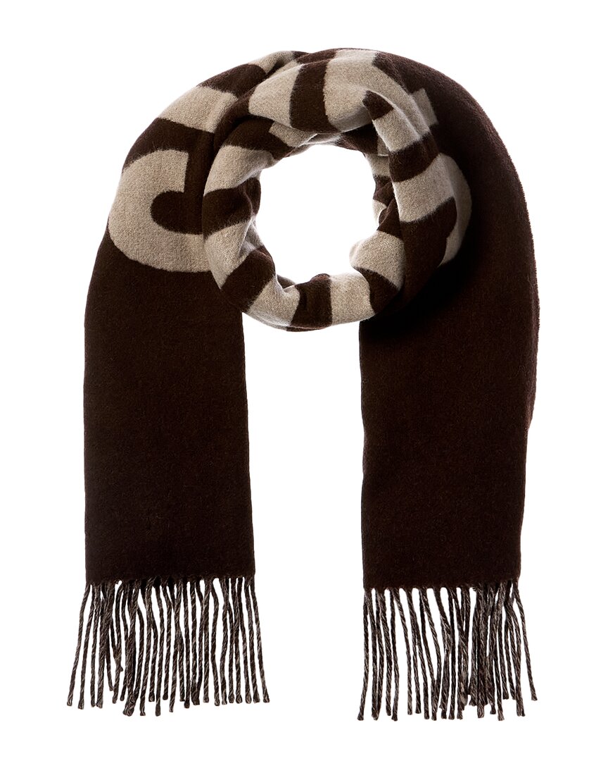 Burberry logo intarsia-knit fringe-detailing scarf - Black