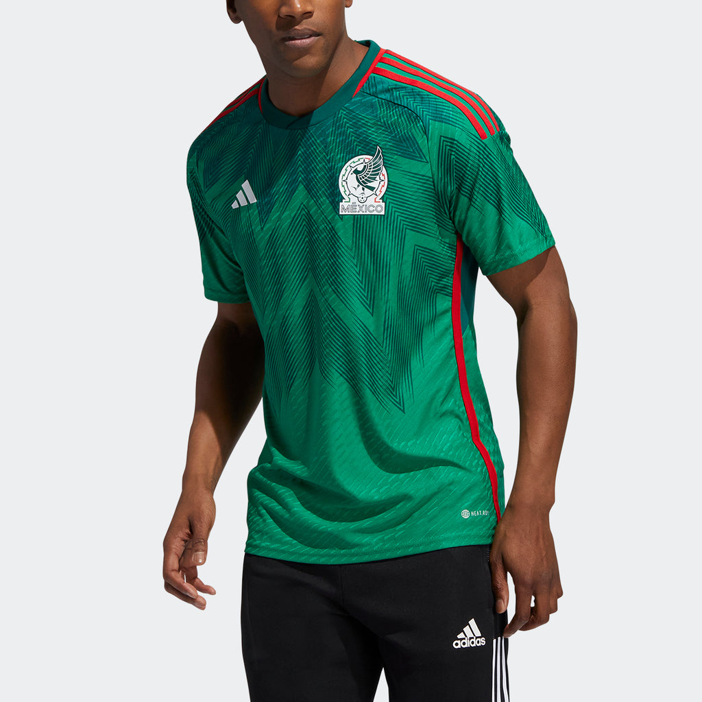adidas Mexico 22 Long Sleeve Home Jersey - Vivid Green / Collegiate Green