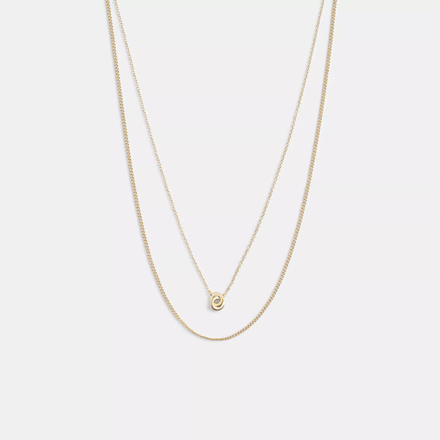 코치 COACH Outlet delicate interlocking layered necklace,gold