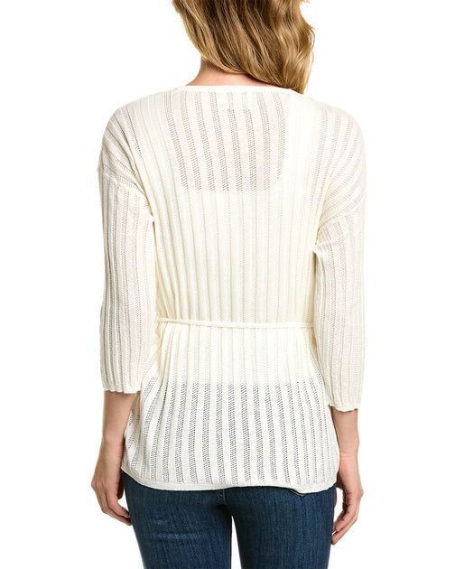 Edinburgh Knitwear Pointelle Stripe Linen-blend Cardigan | Shop Premium ...
