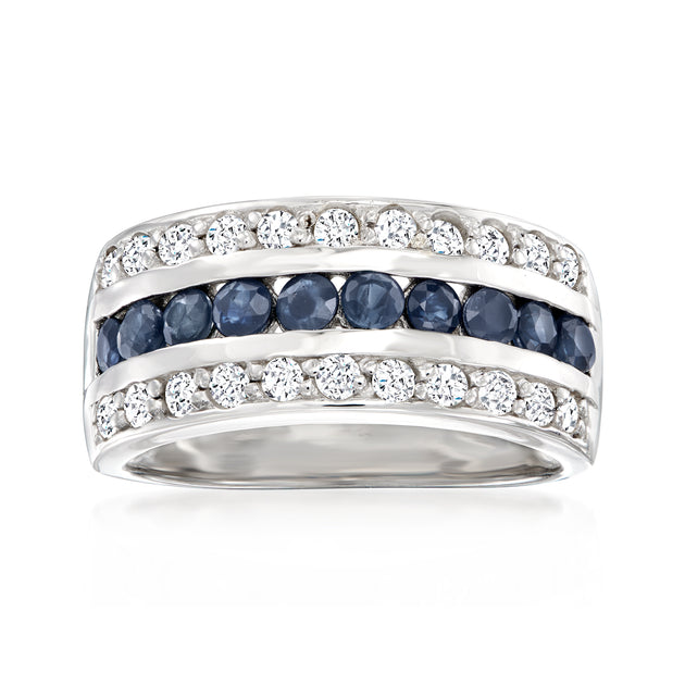 Ross-Simons Sapphire And . White Topaz Multi-row Ring In Sterling ...