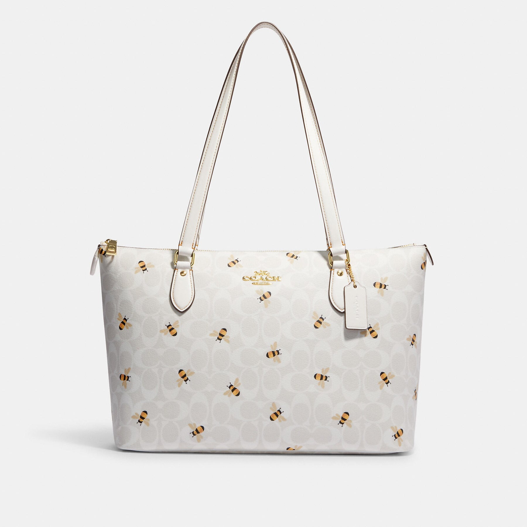 Coach Outlet Gallery Tote In Signature Canvas With Bee Print