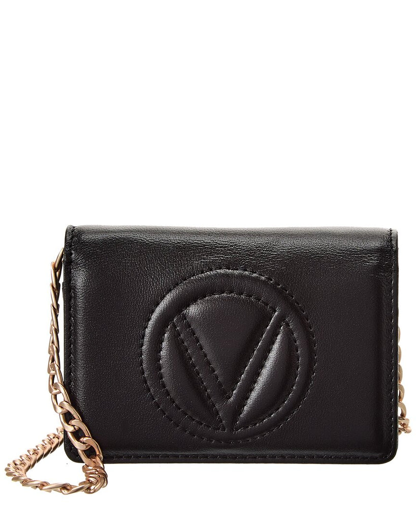 Valentino by Mario Valentino Tiny Sauvage Leather Card Case On Chain