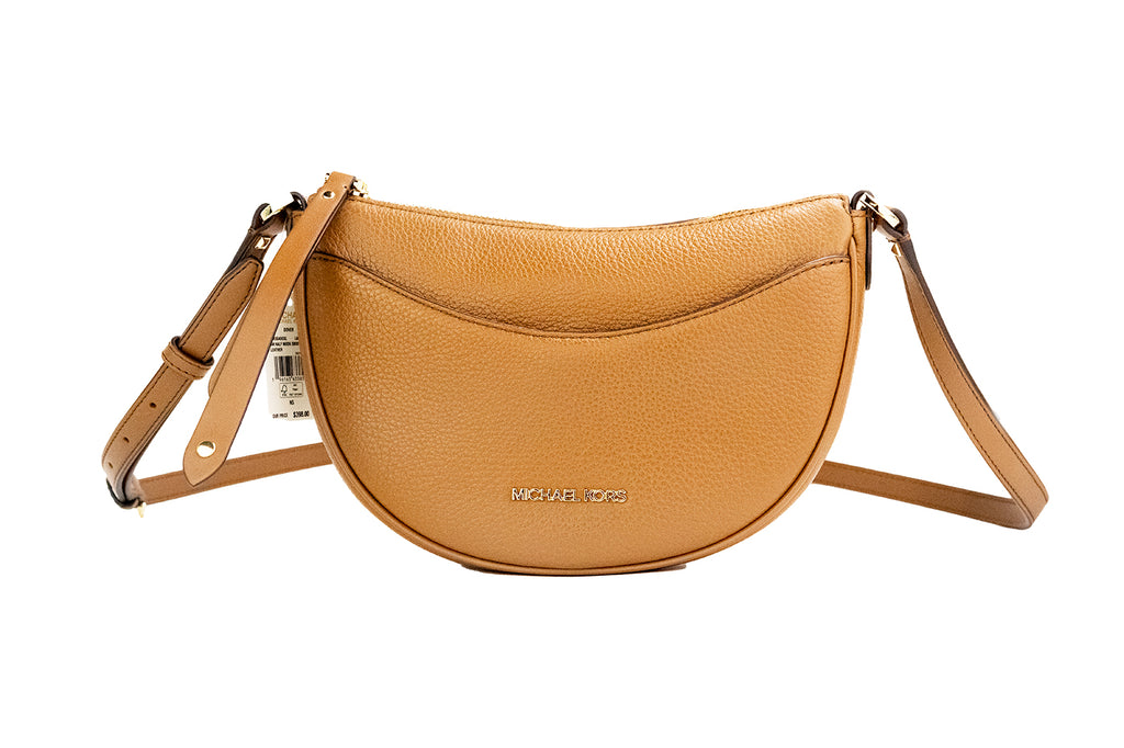 Michael Kors Cora Mini Camel Pebbled Leather Zip Pouchette Crossbody  Women's Handbag