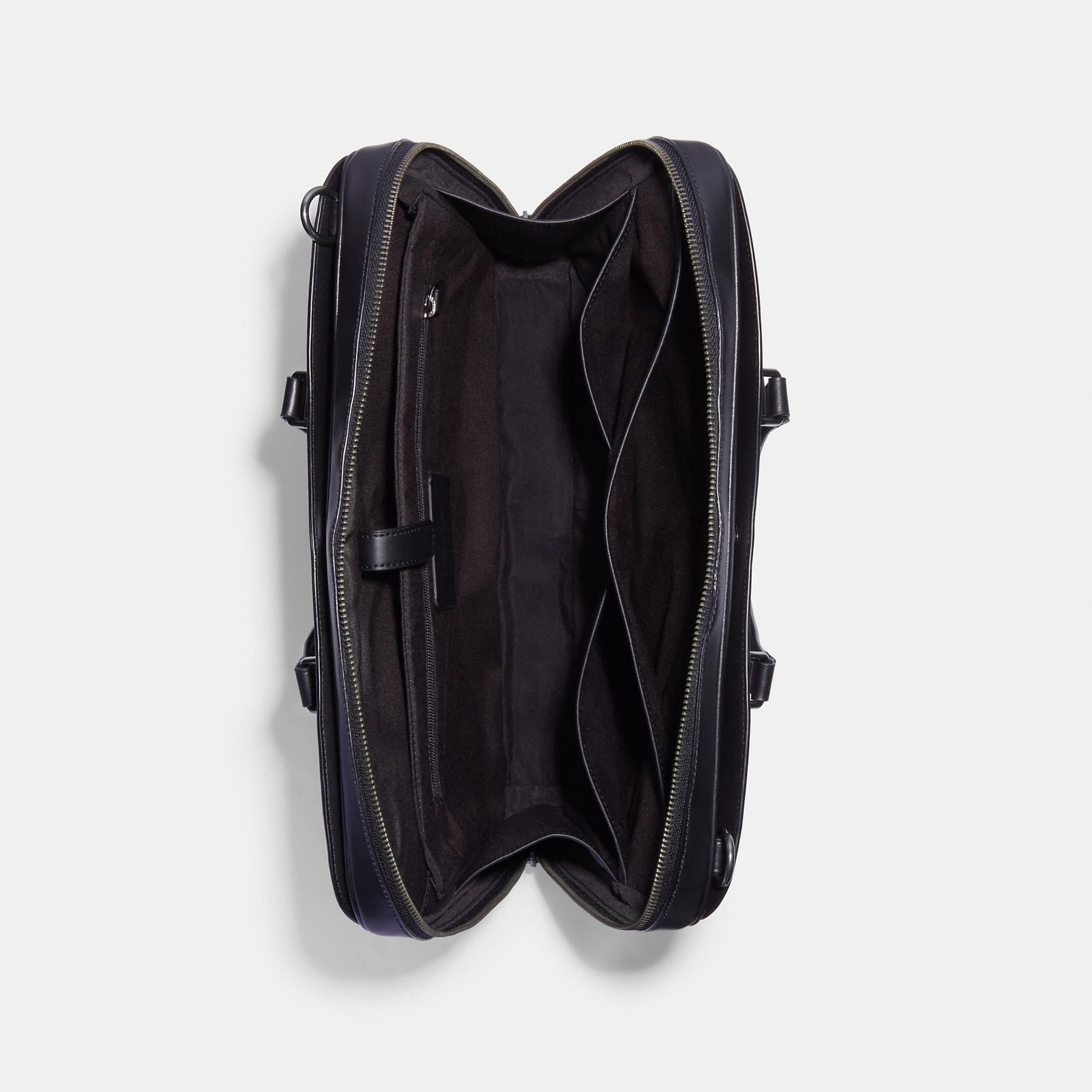 NWT! Coach Grey Black Leather Slim Laptop Briefcase Bag F85709