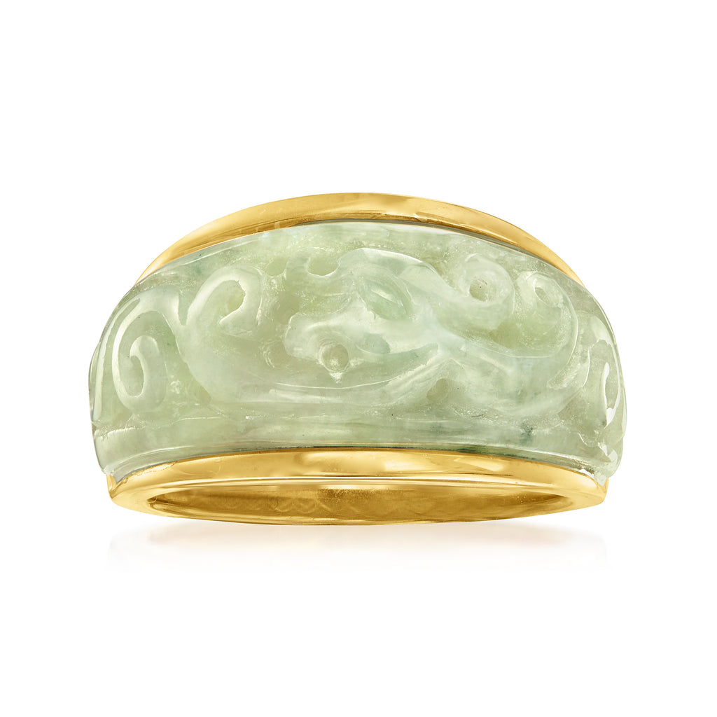 Ross-Simons Carved Jade Ring In 18kt Gold Over Sterling | Shop