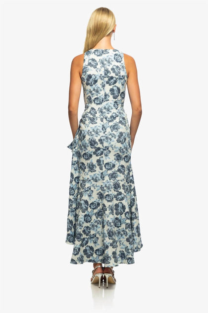 Shoshanna Midnight Verena Dress in Ivory/Denim Blue | Shop Premium Outlets