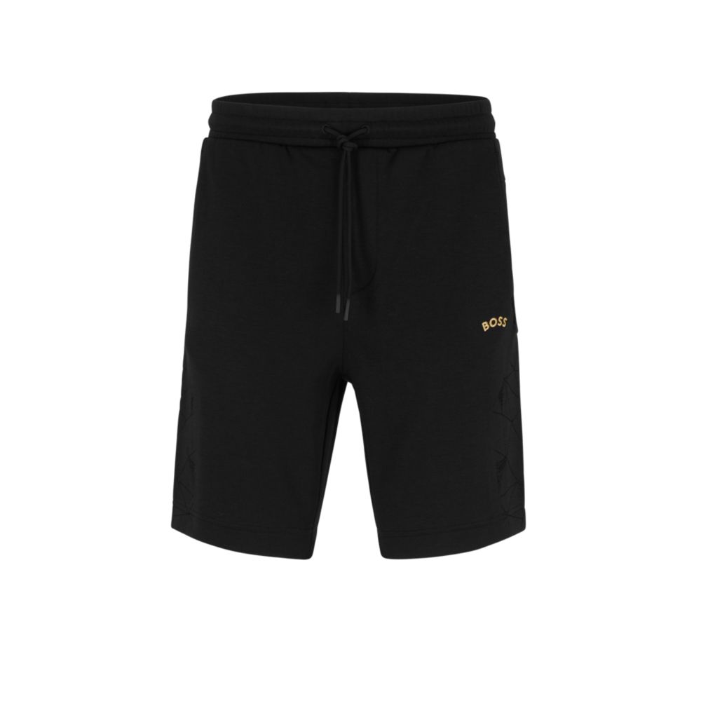 Stretch-jersey regular-fit shorts with grid embroidery