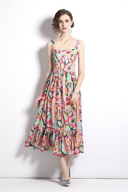 Kaimilan Multicolor Day A-line Strap Printed Maxi Dress | Shop Premium ...