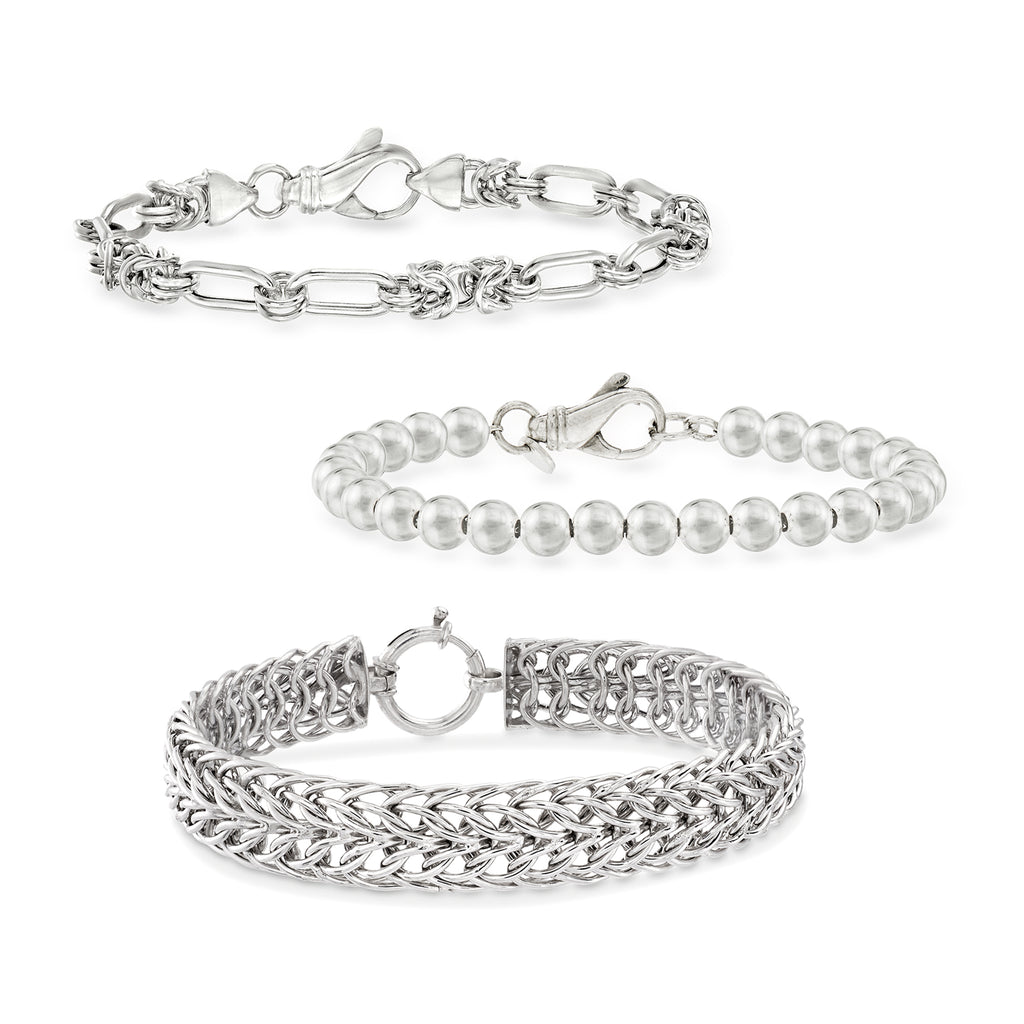 Ross-Simons Sterling Silver Jewelry Set: 3 Bracelets | Shop