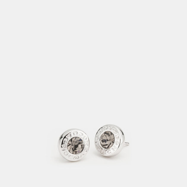 코치 COACH Outlet open circle stone strand earrings,silver