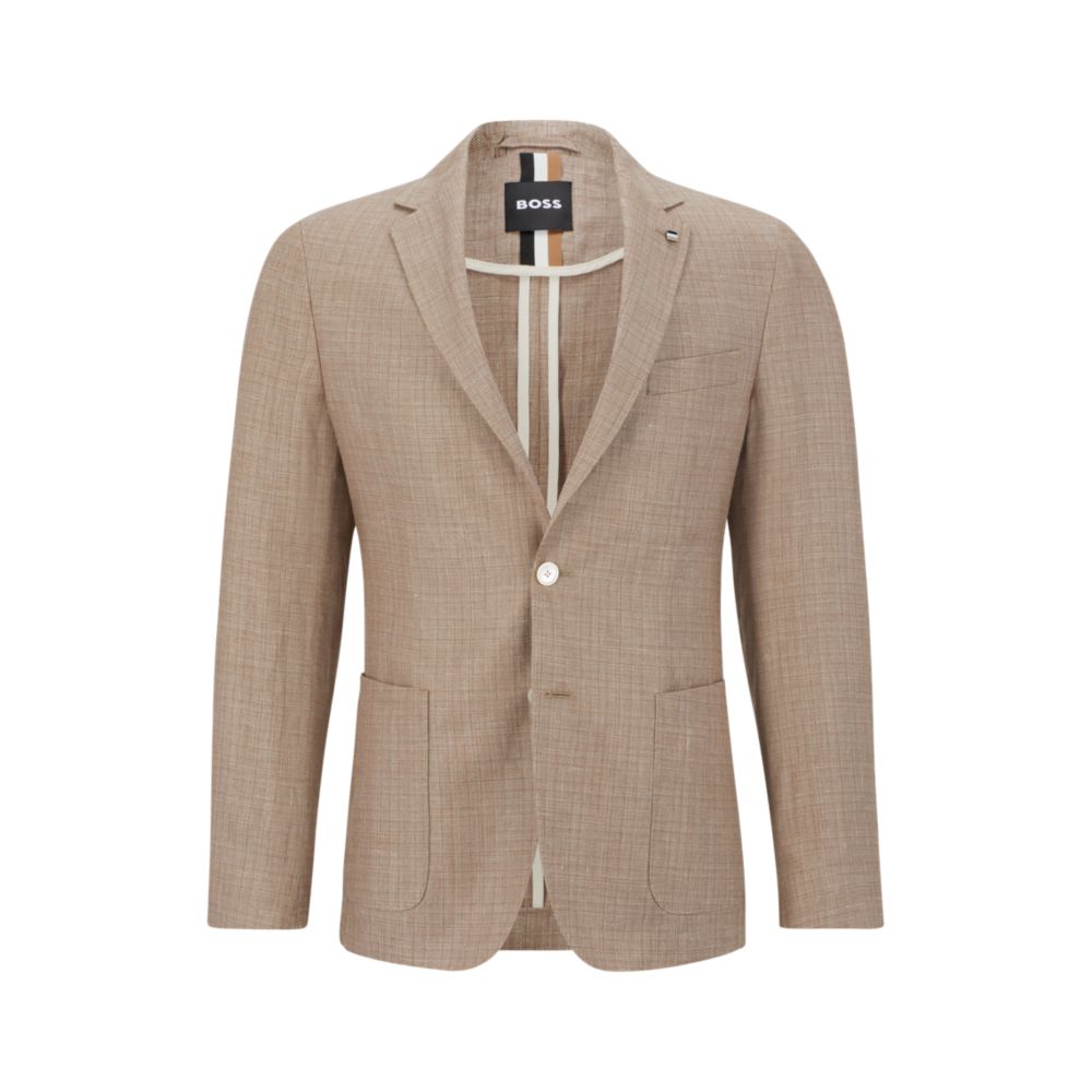 BOSS - Monogram-print slim-fit jacket in cotton velvet jacquard