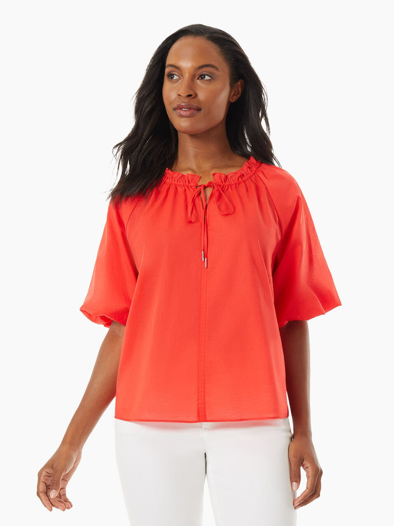 Collared Lace-Front Linen-Blend Blouse