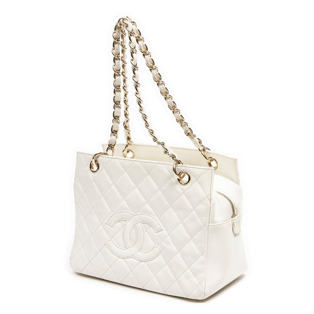 Chanel Petite Shopping Tote PST Chain Hand Tote Bag Beige Caviar 9148407  89145