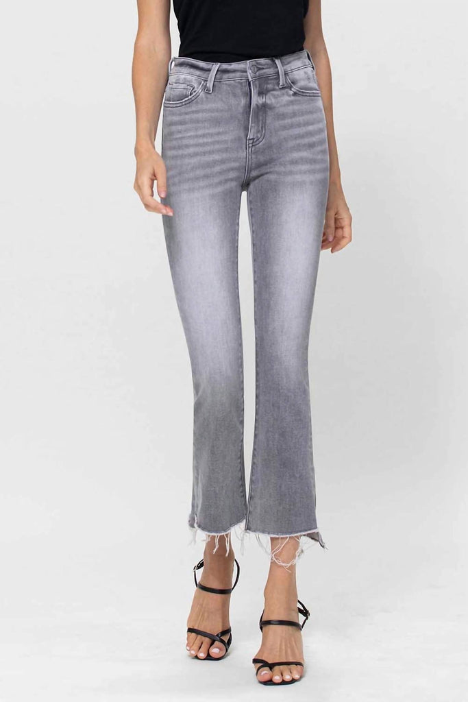 Too Good To Me High Rise Vervet Cropped Flare Jeans (Light Grey) · NanaMacs