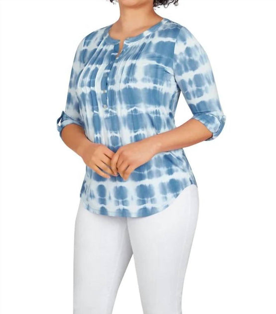 Alfred Dunner Tie Dye Jersey Knit Top In Blue Bird | Shop Premium Outlets