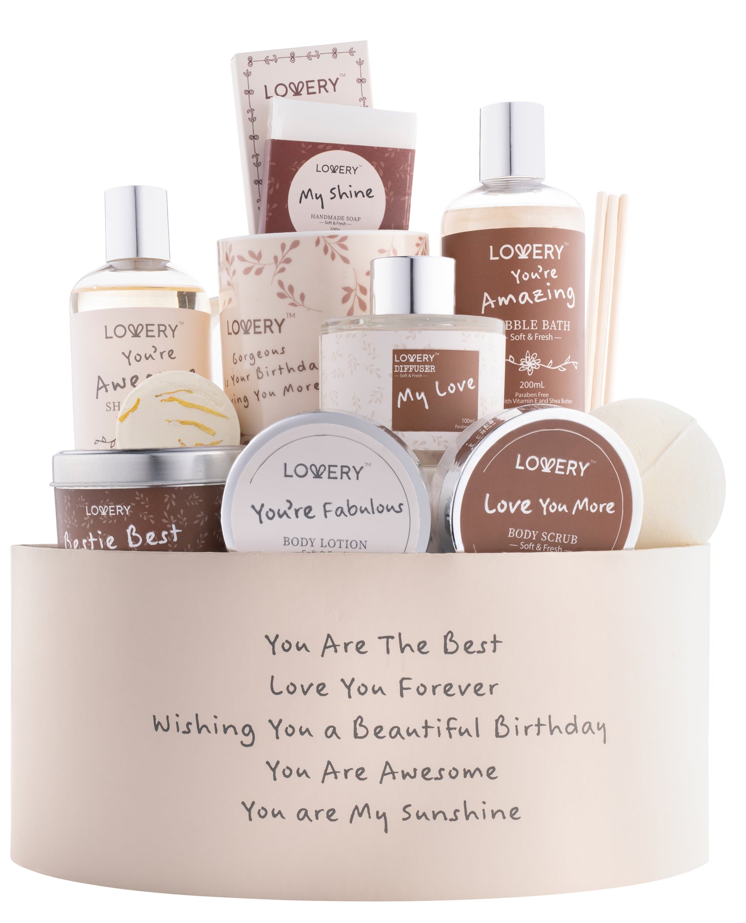 Lovery Birthday Gift Basket - Bath & Spa Gift Set for Women - Luxury Birthday Spa Gift Box - Pink