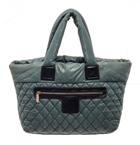 Chanel Quilted Nylon Large Shopping Tote - Blue Totes, Handbags