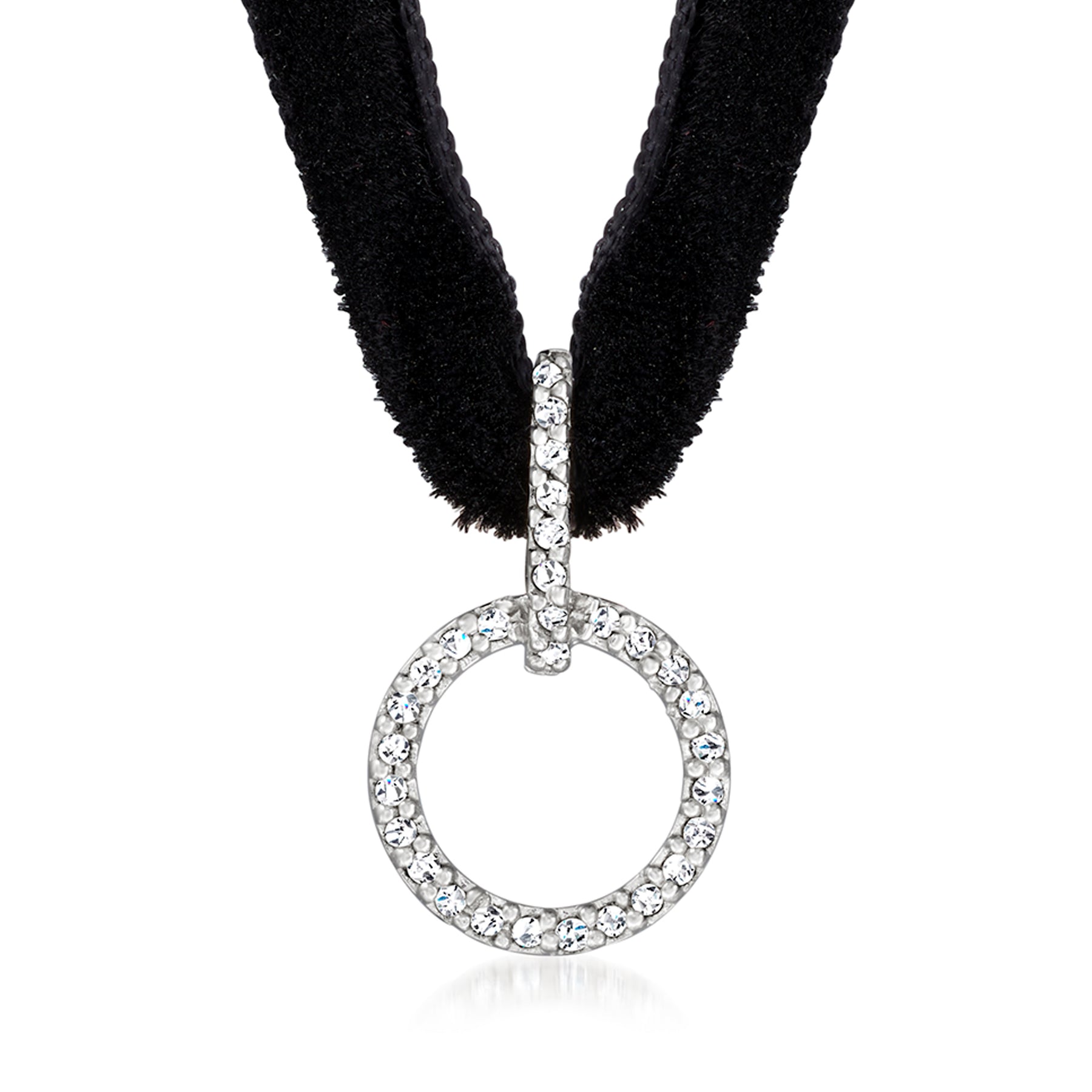 Ross-Simons Diamond Open-circle Choker Necklace With Black Velvet