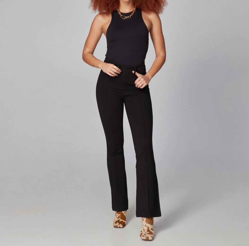 High Rise Flare Ponte Pant in Black