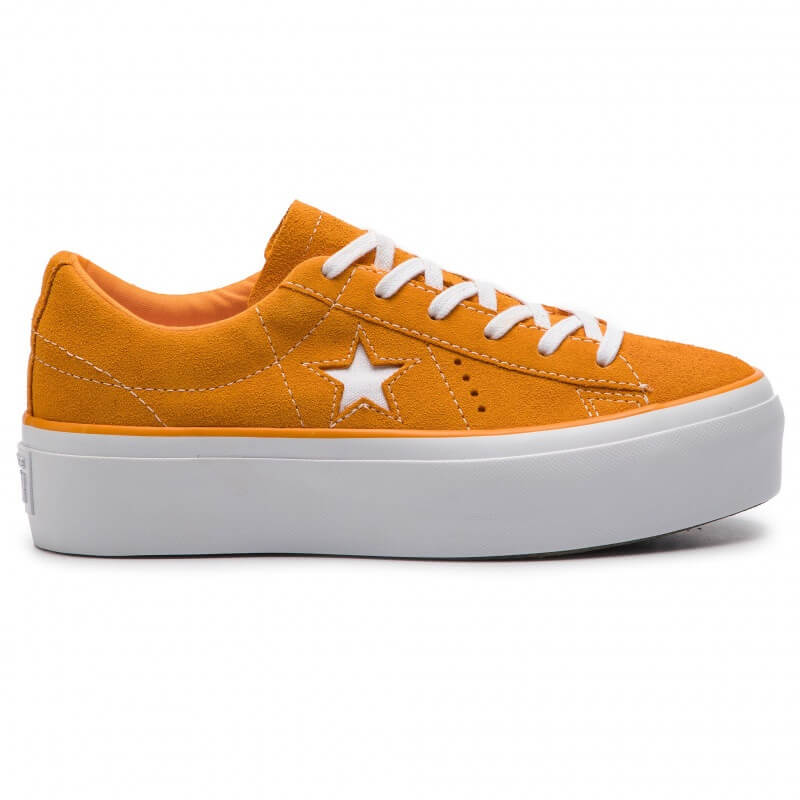 forgænger Kontinent ignorere Converse One Star Platform Ox Ladies Bright Orange Suede Sneakers | Shop  Premium Outlets
