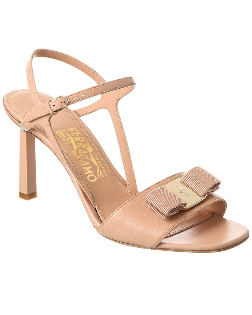 FERRAGAMO Altaire leather and satin slingback sandals