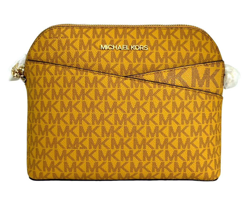 Michael Kors Jet Set Travel Medium Pouchette Crossbody Bag (Camel):  Handbags