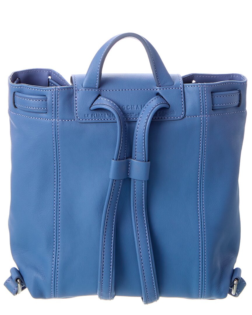 Longchamp blue le pliage cuir leather cosmetic bag