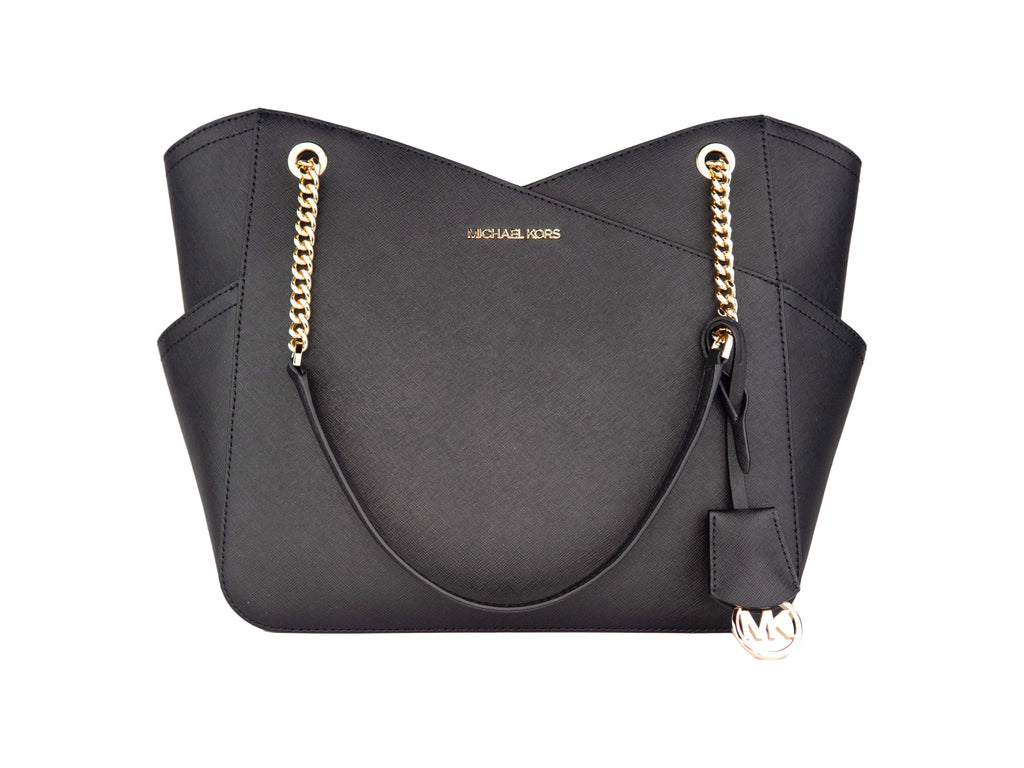 Michael Kors - Portia Small Pebbled Leather Suede Tote Handbag (Black)