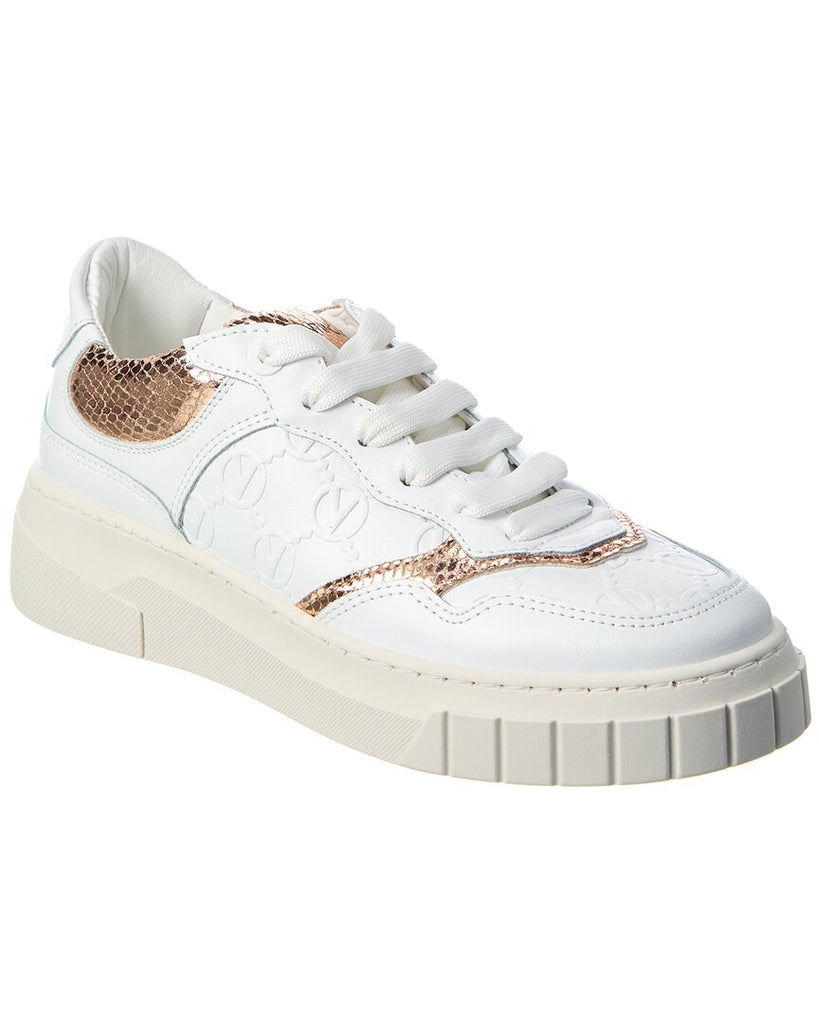 Valentino By Mario Valentino Men's Monogram Leather Low Top Sneakers In  White