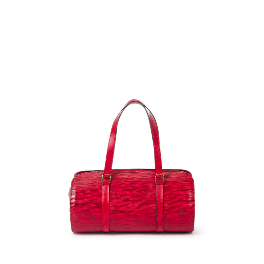 Vintage Louis Vuitton Soufflot Red Epi Leather Ladies Handbag + Mini 2 Bags