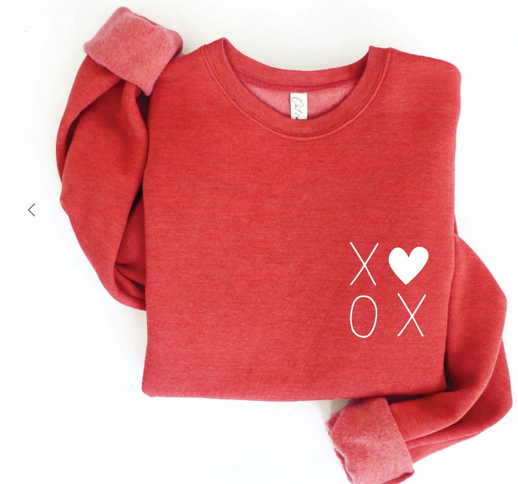 Oat Collective Xoxo Girl Sweatshirt in Cranberry Heather